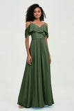 floor-length bridesmaid dress chiffon a line off the shoulder formal evening dresses gowns