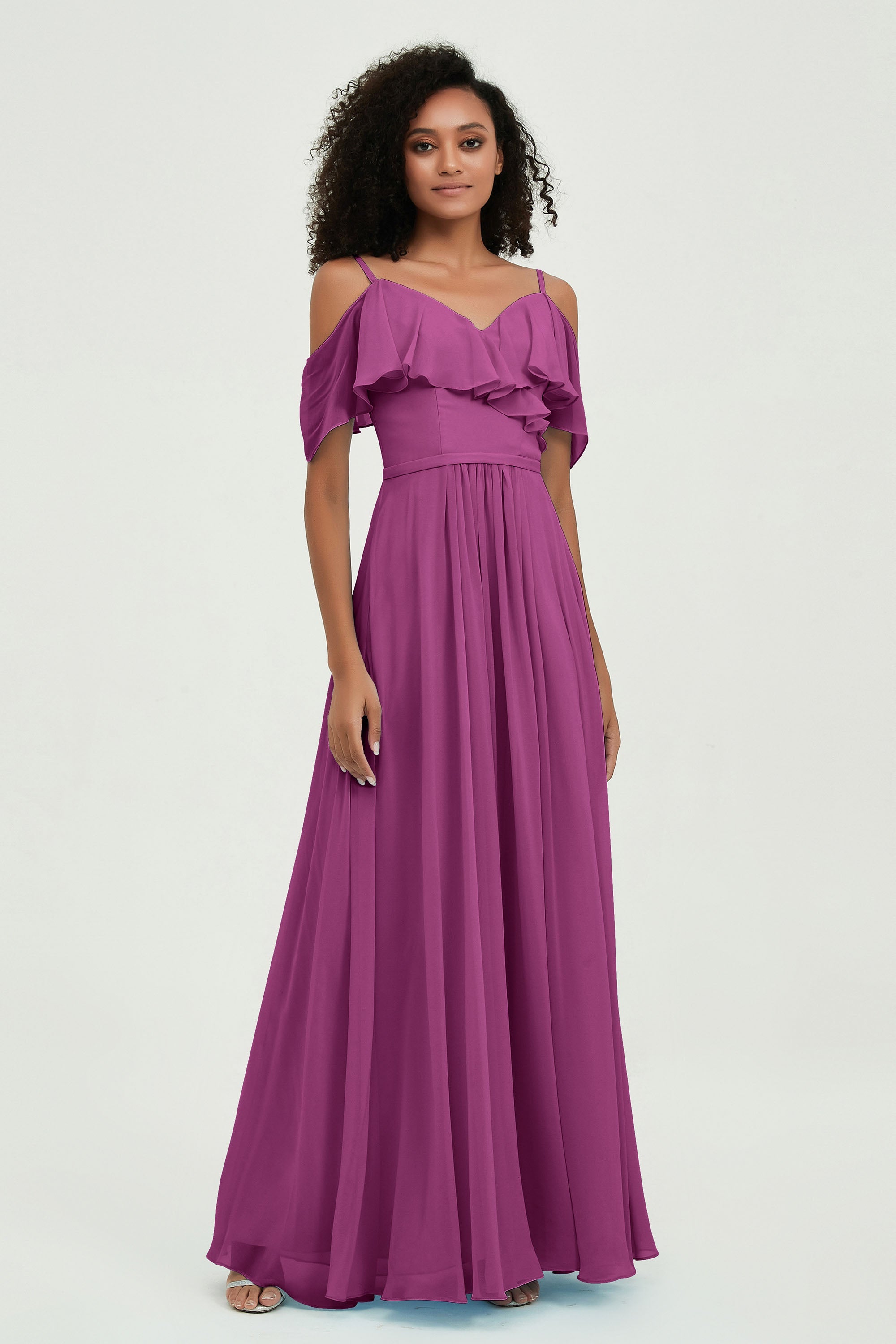 floor-length bridesmaid dress chiffon a line off the shoulder formal evening dresses gowns