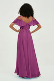 floor-length bridesmaid dress chiffon a line off the shoulder formal evening dresses gowns