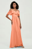 floor-length bridesmaid dress chiffon a line off the shoulder formal evening dresses gowns