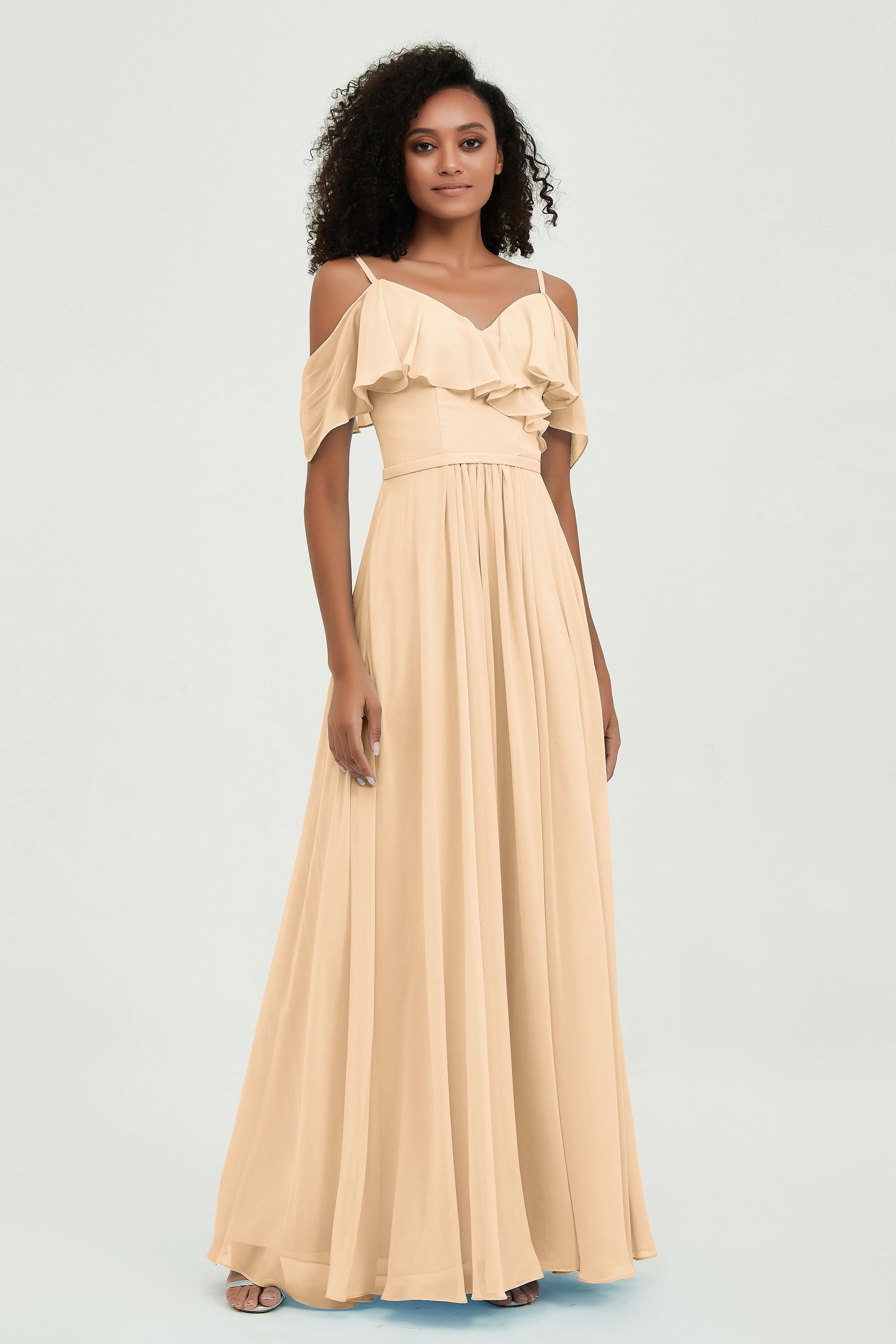 floor-length bridesmaid dress chiffon a line off the shoulder formal evening dresses gowns