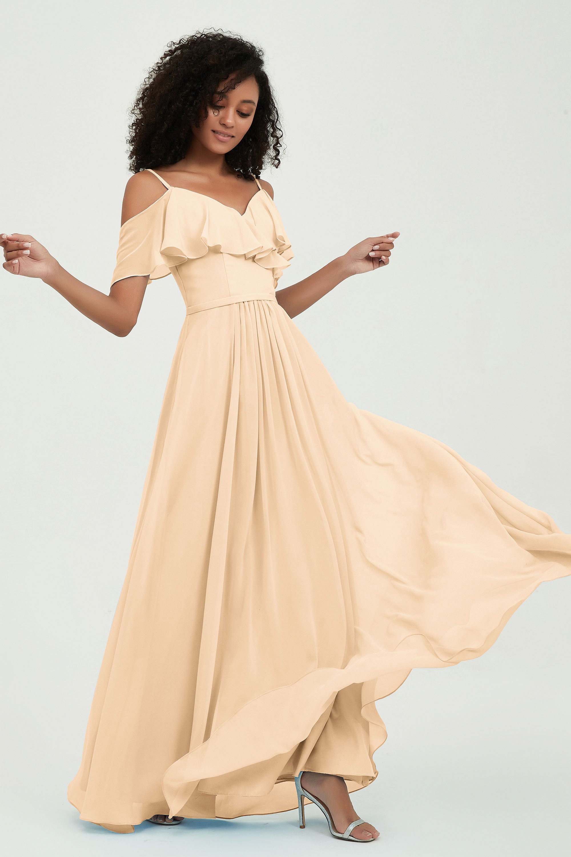 floor-length bridesmaid dress chiffon a line off the shoulder formal evening dresses gowns