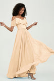 floor-length bridesmaid dress chiffon a line off the shoulder formal evening dresses gowns