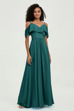 floor-length bridesmaid dress chiffon a line off the shoulder formal evening dresses gowns