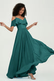 floor-length bridesmaid dress chiffon a line off the shoulder formal evening dresses gowns