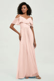 floor-length bridesmaid dress chiffon a line off the shoulder formal evening dresses gowns