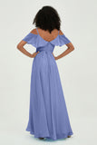 floor-length bridesmaid dress chiffon a line off the shoulder formal evening dresses gowns