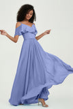 floor-length bridesmaid dress chiffon a line off the shoulder formal evening dresses gowns