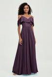 floor-length bridesmaid dress chiffon a line off the shoulder formal evening dresses gowns
