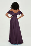 floor-length bridesmaid dress chiffon a line off the shoulder formal evening dresses gowns