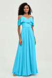 floor-length bridesmaid dress chiffon a line off the shoulder formal evening dresses gowns