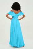 floor-length bridesmaid dress chiffon a line off the shoulder formal evening dresses gowns