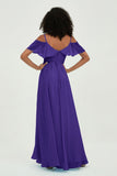 floor-length bridesmaid dress chiffon a line off the shoulder formal evening dresses gowns