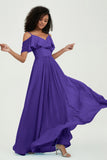 floor-length bridesmaid dress chiffon a line off the shoulder formal evening dresses gowns