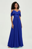 floor-length bridesmaid dress chiffon a line off the shoulder formal evening dresses gowns