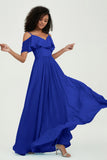 floor-length bridesmaid dress chiffon a line off the shoulder formal evening dresses gowns
