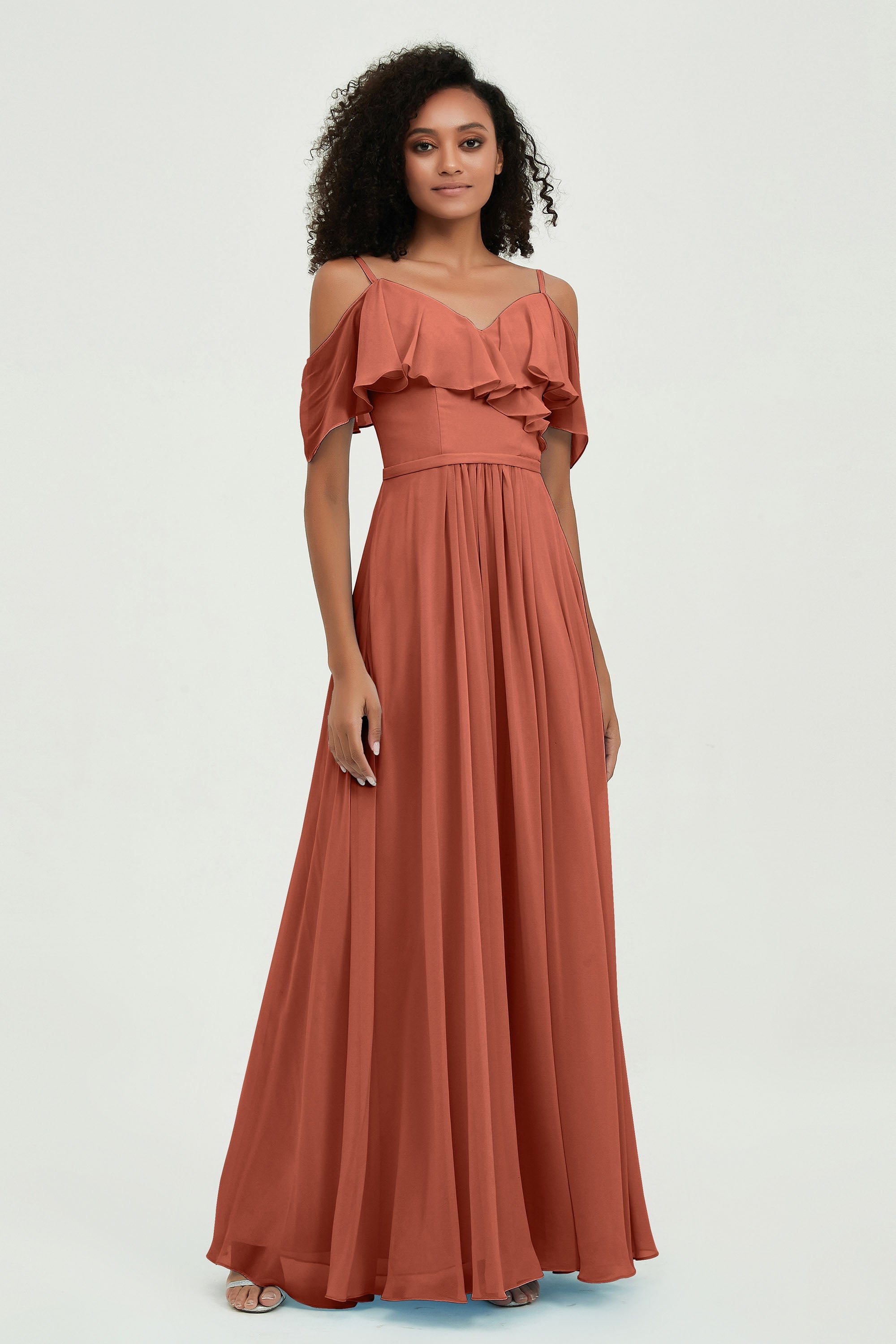 floor-length bridesmaid dress chiffon a line off the shoulder formal evening dresses gowns