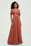 floor-length bridesmaid dress chiffon a line off the shoulder formal evening dresses gowns