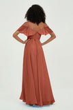 floor-length bridesmaid dress chiffon a line off the shoulder formal evening dresses gowns