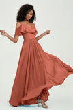 floor-length bridesmaid dress chiffon a line off the shoulder formal evening dresses gowns