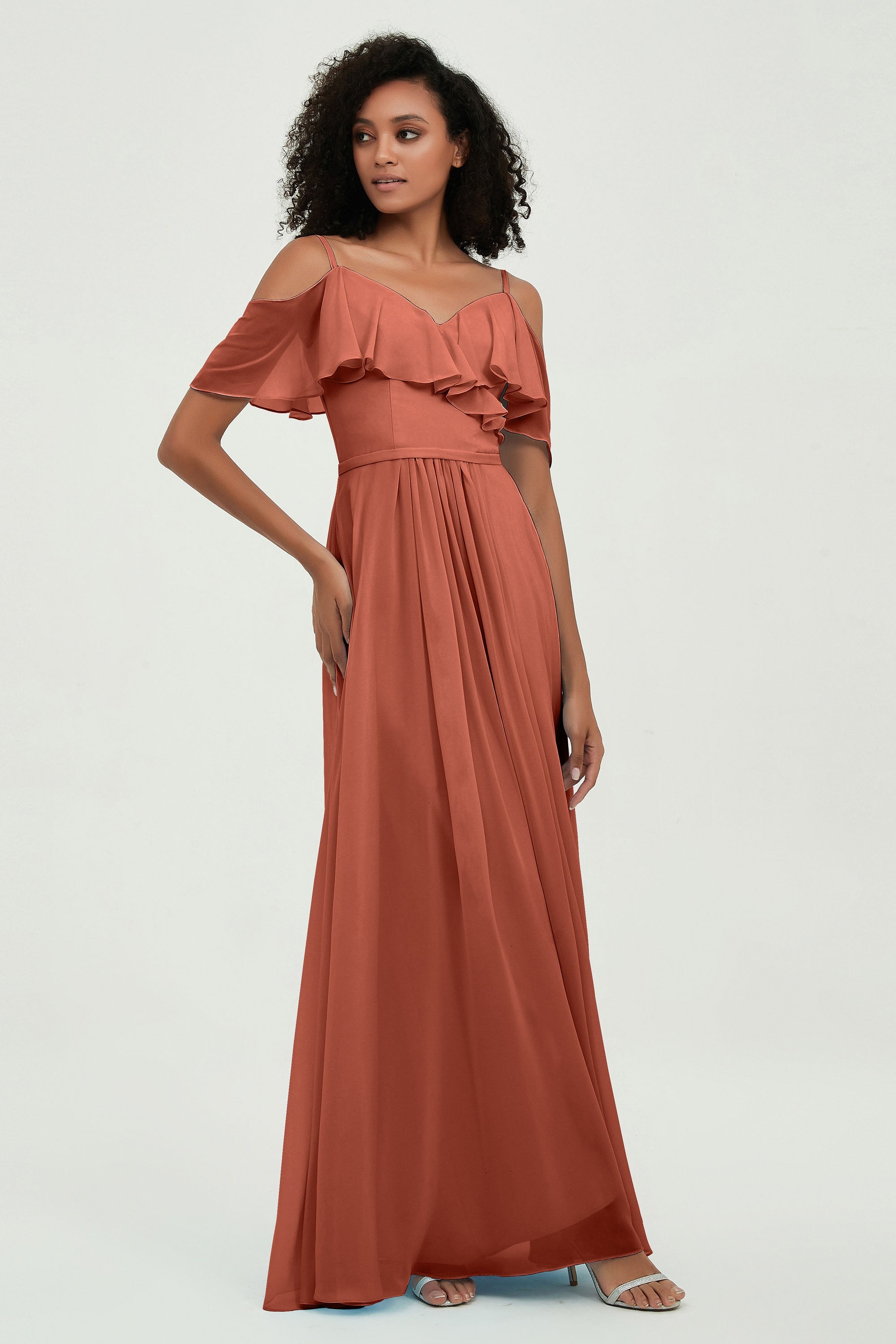 floor-length bridesmaid dress chiffon a line off the shoulder formal evening dresses gowns
