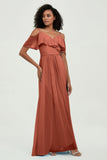 floor-length bridesmaid dress chiffon a line off the shoulder formal evening dresses gowns