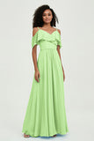 floor-length bridesmaid dress chiffon a line off the shoulder formal evening dresses gowns