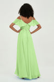floor-length bridesmaid dress chiffon a line off the shoulder formal evening dresses gowns
