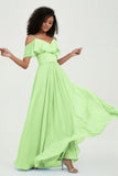 floor-length bridesmaid dress chiffon a line off the shoulder formal evening dresses gowns