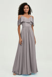 floor-length bridesmaid dress chiffon a line off the shoulder formal evening dresses gowns