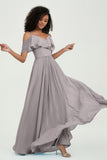 floor-length bridesmaid dress chiffon a line off the shoulder formal evening dresses gowns