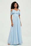 floor-length bridesmaid dress chiffon a line off the shoulder formal evening dresses gowns