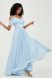 floor-length bridesmaid dress chiffon a line off the shoulder formal evening dresses gowns