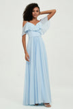 floor-length bridesmaid dress chiffon a line off the shoulder formal evening dresses gowns