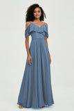 floor-length bridesmaid dress chiffon a line off the shoulder formal evening dresses gowns