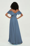 floor-length bridesmaid dress chiffon a line off the shoulder formal evening dresses gowns