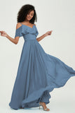 floor-length bridesmaid dress chiffon a line off the shoulder formal evening dresses gowns
