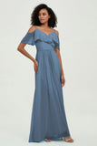 floor-length bridesmaid dress chiffon a line off the shoulder formal evening dresses gowns