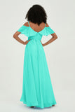 floor-length bridesmaid dress chiffon a line off the shoulder formal evening dresses gowns