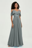 floor-length bridesmaid dress chiffon a line off the shoulder formal evening dresses gowns