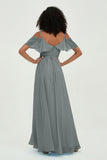 floor-length bridesmaid dress chiffon a line off the shoulder formal evening dresses gowns