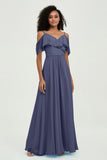 floor-length bridesmaid dress chiffon a line off the shoulder formal evening dresses gowns