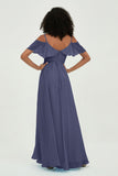 floor-length bridesmaid dress chiffon a line off the shoulder formal evening dresses gowns