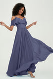 floor-length bridesmaid dress chiffon a line off the shoulder formal evening dresses gowns
