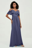 floor-length bridesmaid dress chiffon a line off the shoulder formal evening dresses gowns