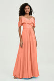 floor-length bridesmaid dress chiffon a line off the shoulder formal evening dresses gowns