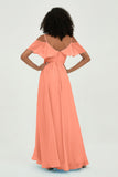 floor-length bridesmaid dress chiffon a line off the shoulder formal evening dresses gowns