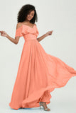 floor-length bridesmaid dress chiffon a line off the shoulder formal evening dresses gowns