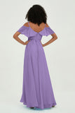 floor-length bridesmaid dress chiffon a line off the shoulder formal evening dresses gowns