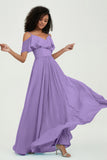 floor-length bridesmaid dress chiffon a line off the shoulder formal evening dresses gowns